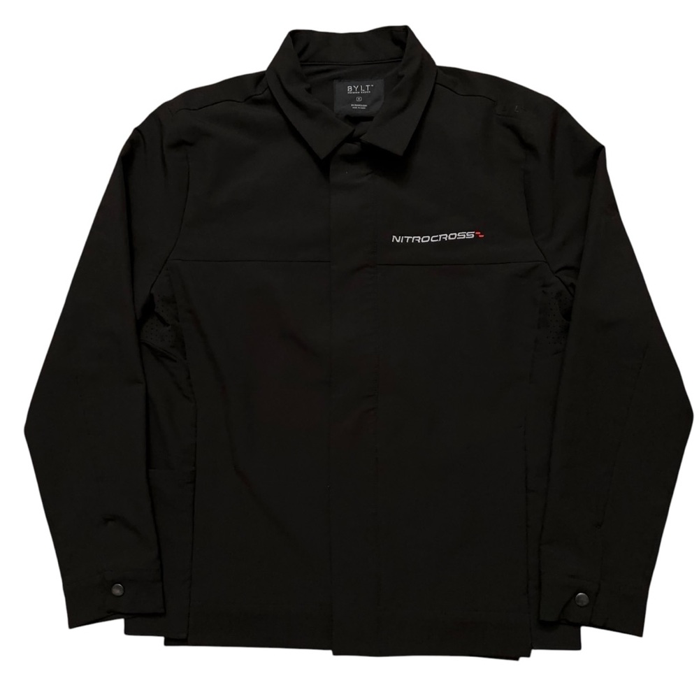 BYLT District Jacket Mens Size M Snap Buttons Performance Stretch Pocket Black